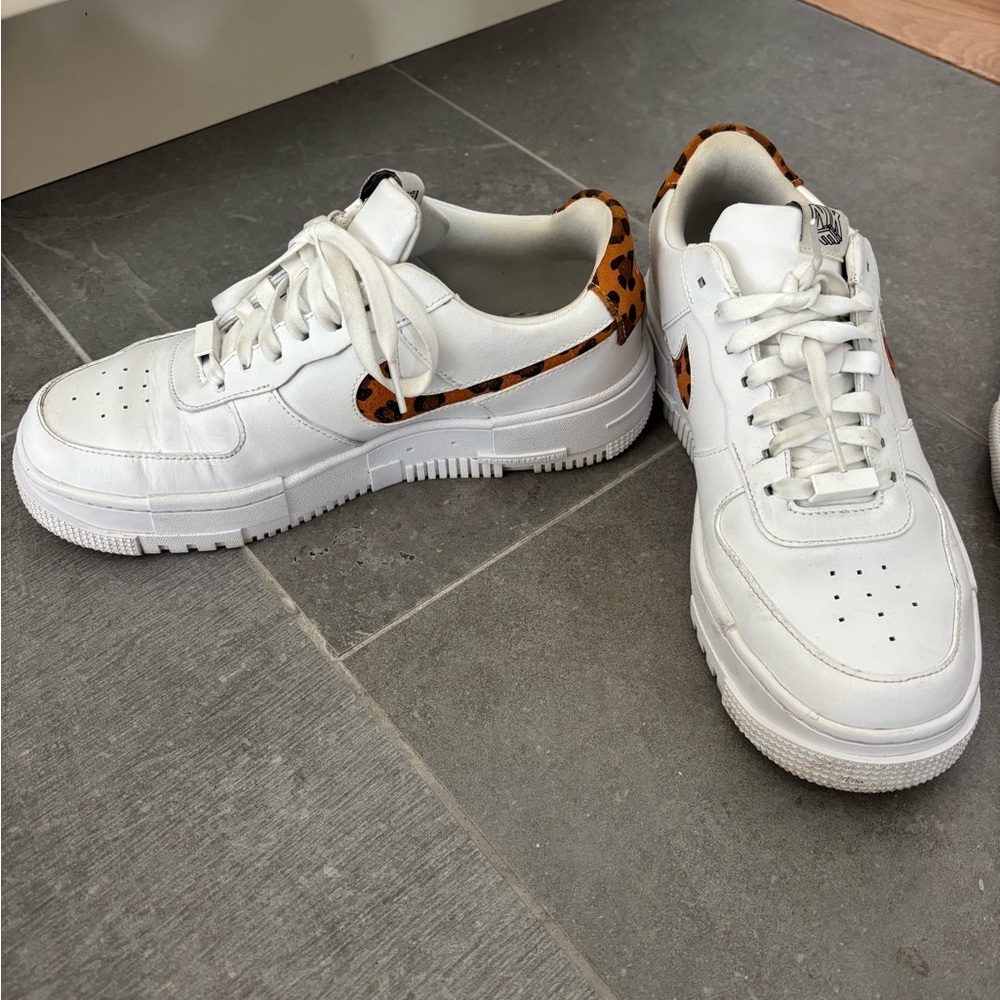 White and Leopard Women's Sneakers